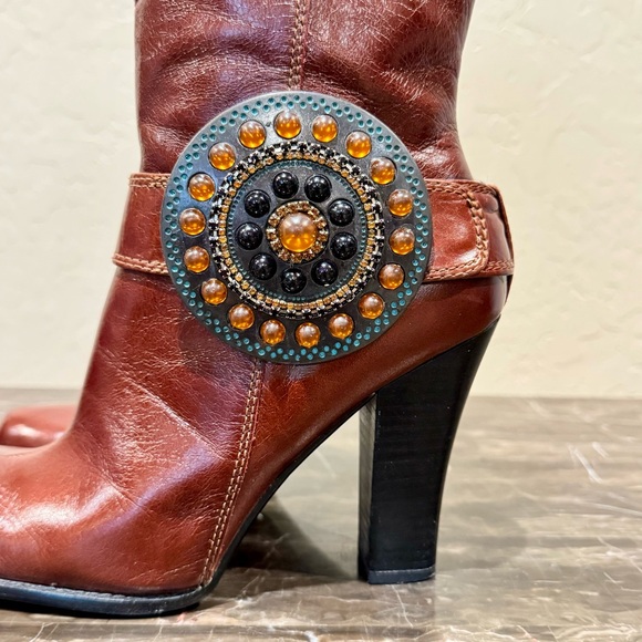 Baci Rebecca Leather Medallion Boots - Picture 2 of 13